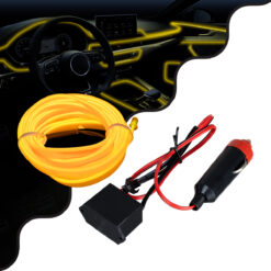 GLOBOSTAR® ELWIRE 82208 Κιτ Διακοσμητικού Φωτισμού Αυτοκινήτου LED 1.2W 84lm 360° DC 12V Αδιάβροχο IP65 Κίτρινο - Μ300 x Π1 x Υ0.3cm - 1 Χρόνο Εγγύηση