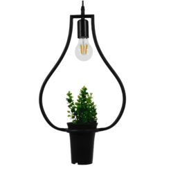 Alternative view of GLOBOSTAR® FLOWERPOT 10001210 Μοντέρνο Κρεμαστό Φωτιστικό Οροφής με Ντουί 1 x E27 AC 220-240V IP20 - Μαύρο & Πράσινο - Μ27 x Π27 x Υ40cm