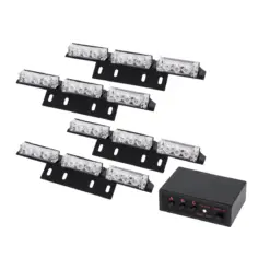 Alternative view of GloboStar® 85017 PRO Series ΣΕΤ 4 x 3 Μπάρες Σήμανσης Οχήματος Οδικής Βοήθειας για Αυτοκίνητα & Φορτηγά 3 Προγραμμάτων Φωτισμού STROBE LED HIGH POWER 36W DC 10-30V Αδιάβροχο IP65 Κόκκινο & Μπλε-  Μ18 x Π4.5 x Υ3cm - 2 Χρόνια Εγγύηση