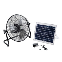 Alternative view of GloboStar® SOLARO-FAN 85352 Solar Fan Αυτόνομος Ηλιακός Επιδαπέδιος Ανεμιστήρας 25W 2 Λειτουργιών Ρεύματος με AC 220-240V ή με Φωτοβολταϊκό Panel 9V 12W & Επαναφορτιζόμενη Μπαταρία Li-ion 7.4V 4400mAh - 12 Ταχύτητες - Ενσωματωμένο USB 2.0 Charger Συσκευών - IP20 - Μ42 x Π20 x Υ35cm - Μαύρο & Ασημί - 2 Years Warranty