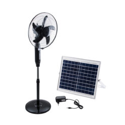 Alternative view of GloboStar® SOLARA-FAN 85356 Solar Fan Αυτόνομος Ηλιακός Επιδαπέδιος Ανεμιστήρας 25W 2 Λειτουργιών Ρεύματος με AC 220-240V ή με Φωτοβολταϊκό Panel 9V 12W & Επαναφορτιζόμενη Μπαταρία Li-ion 7.4V 4400mAh - 3 Ταχύτητες - Ενσωματωμένο USB 2.0 Charger Συσκευών - IP20 - Μ44 x Π37.5 x Υ132cm - Μαύρο - 2 Years Warranty