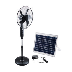 Alternative view of GloboStar® SOLARE-FAN 85358 Solar Fan Αυτόνομος Ηλιακός Επιδαπέδιος Ανεμιστήρας 25W 2 Λειτουργιών Ρεύματος με AC 220-240V ή με Φωτοβολταϊκό Panel 9V 15W & Επαναφορτιζόμενη Μπαταρία Li-ion 7.4V 6000mAh - 12 Ταχύτητες - Ασύρματο Χειριστήριο - Ενσωματωμένο USB 2.0 Charger Συσκευών - IP20 - Μ44 x Π37.5 x Υ132cm - Μαύρο - 2 Years Warranty