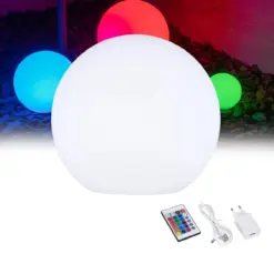 GloboStar® GARDENGLOW 85825 Μοντέρνο Φωτιστικό Κήπου Μπάλα LED Globe 10W Φ40 Επαναφορτιζόμενο Μπαταρίας με Καλώδιο USB - Φορτιστή και Ασύρματο Χειριστήριο IR Αδιάβροχο IP65 Πολύχρωμο RGBW