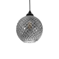 GLOBOSTAR® KEGEL 206-0003 Μοντέρνο Κρεμαστό Φωτιστικό Οροφής με Ντουί 1 x E27 AC 220-240V IP20 – Μαύρο Φιμέ – Μ20 x Π20 x Υ20cm