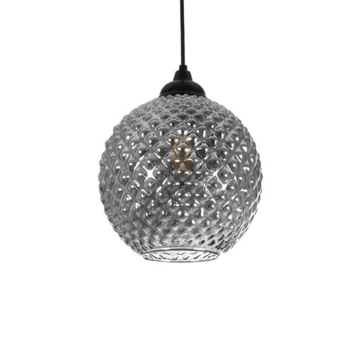 GLOBOSTAR® KEGEL 206-0003 Μοντέρνο Κρεμαστό Φωτιστικό Οροφής με Ντουί 1 x E27 AC 220-240V IP20 – Μαύρο Φιμέ – Μ20 x Π20 x Υ20cm
