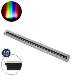 Alternative view of GLOBOSTAR® UNDERGROUNDREMVI 90195 Χωνευτή Μπάρα Φωτισμού Wall Washer LED 24W 2040lm 10° DC 24V Αδιάβροχο IP68 Πολύχρωμο RGBW Dimmable DMX512 - Bridgelux SMD Chip - Ανοξείδωτο Ατσάλι SS316 - Μ100 x Π9 x Υ7.2cm / Q98.2 x 7.6cm - 3 Χρόνια Εγγύηση