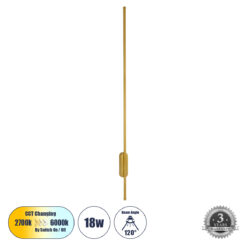 Alternative view of GLOBOSTAR® HARLEM 61336 Μοντέρνο Φωτιστικό Τοίχου - Απλίκα LED 18W 2160lm 120° AC 220-240V IP20 Ρυθμιζόμενο Λευκό CCT με On/Off 2700K/4500K/6000K - Lumileds SMD Chip - Χρυσό Βούρτσας - Μ5 x Π4 x Υ120cm - 3 Χρόνια Εγγύηση