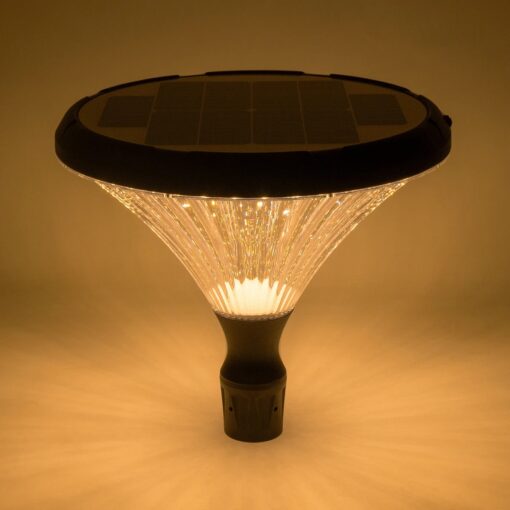 GLOBOSTAR® SQUARE 90503 Φωτιστικό Κεφαλής Post Top Πλατείας/Πάρκου/Κήπου LED 40W 1600lm 120° DC 5V με Ενσωματωμένο Φωτοβολταϊκό Panel 5V 25W & Επαναφορτιζόμενη Μπαταρία Li-ion 3.2V 30000mAh με Αισθητήρα Κίνησης-Ημέρας-Νύχτας Αδιάβροχο IP65 Θερμό Λευκό 2700K – Sanan SMD Chip – Γκρι Ανθρακί Ματ – Μ54 x Π54 x Υ48.5cm – 2 Χρόνια Εγγύηση