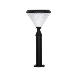 GLOBOSTAR® VEGGIE 90522 Φωτιστικό Κολωνάκι Κήπου LED 10W 500lm 120° με Ενσωματωμένο Φωτοβολταϊκό Panel 6V 2W & Επαναφορτιζόμενη Μπαταρία Li-ion 3.2V 6000mAh με Αισθητήρα Ημέρας-Νύχτας Αδιάβροχο IP65 Ψυχρό Λευκό 6000K – Sanan SMD Chip – Μαύρο – Μ26 x Π26 x Υ60cm – 2 Χρόνια Εγγύηση