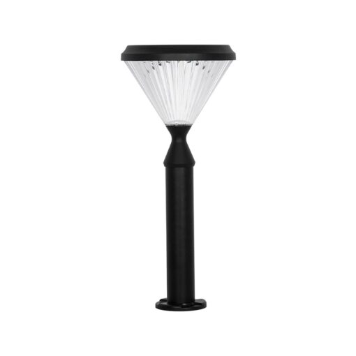 GLOBOSTAR® VEGGIE 90522 Φωτιστικό Κολωνάκι Κήπου LED 10W 500lm 120° με Ενσωματωμένο Φωτοβολταϊκό Panel 6V 2W & Επαναφορτιζόμενη Μπαταρία Li-ion 3.2V 6000mAh με Αισθητήρα Ημέρας-Νύχτας Αδιάβροχο IP65 Ψυχρό Λευκό 6000K – Sanan SMD Chip – Μαύρο – Μ26 x Π26 x Υ60cm – 2 Χρόνια Εγγύηση