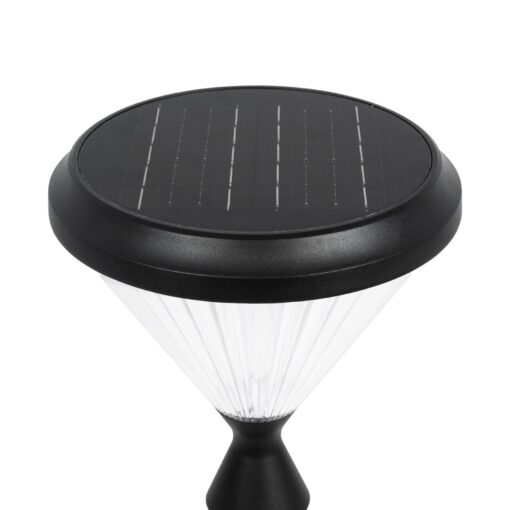 GLOBOSTAR® VEGGIE 90522 Φωτιστικό Κολωνάκι Κήπου LED 10W 500lm 120° με Ενσωματωμένο Φωτοβολταϊκό Panel 6V 2W & Επαναφορτιζόμενη Μπαταρία Li-ion 3.2V 6000mAh με Αισθητήρα Ημέρας-Νύχτας Αδιάβροχο IP65 Ψυχρό Λευκό 6000K – Sanan SMD Chip – Μαύρο – Μ26 x Π26 x Υ60cm – 2 Χρόνια Εγγύηση