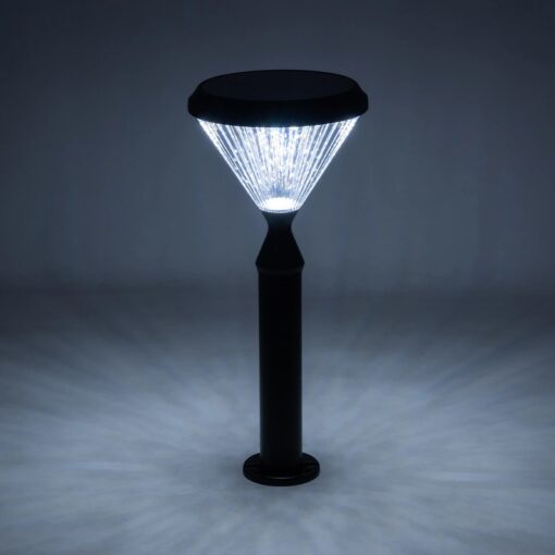 GLOBOSTAR® VEGGIE 90522 Φωτιστικό Κολωνάκι Κήπου LED 10W 500lm 120° με Ενσωματωμένο Φωτοβολταϊκό Panel 6V 2W & Επαναφορτιζόμενη Μπαταρία Li-ion 3.2V 6000mAh με Αισθητήρα Ημέρας-Νύχτας Αδιάβροχο IP65 Ψυχρό Λευκό 6000K – Sanan SMD Chip – Μαύρο – Μ26 x Π26 x Υ60cm – 2 Χρόνια Εγγύηση