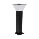 GLOBOSTAR® VEGGIE 90524 Φωτιστικό Κολωνάκι Κήπου LED 10W 500lm 120° με Ενσωματωμένο Φωτοβολταϊκό Panel 6V 2W & Επαναφορτιζόμενη Μπαταρία Li-ion 3.2V 6000mAh με Αισθητήρα Ημέρας-Νύχτας Αδιάβροχο IP65 All in One CCT 6000K-4500K – Sanan SMD Chip – Μαύρο – Μ19.5 x Π19.5 x Υ60cm – 2 Χρόνια Εγγύηση