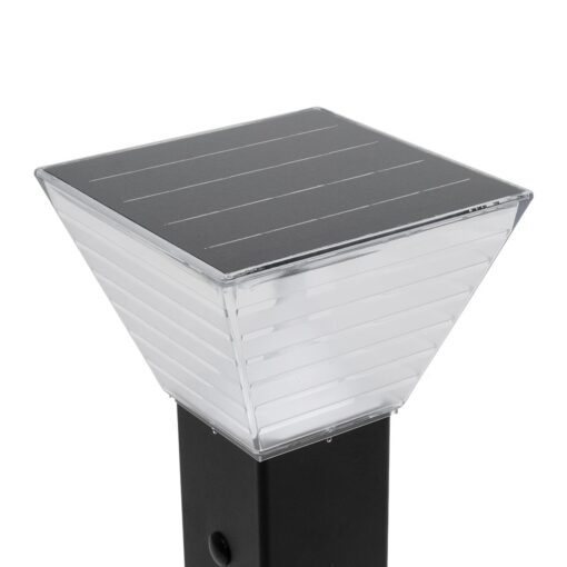 GLOBOSTAR® VEGGIE 90524 Φωτιστικό Κολωνάκι Κήπου LED 10W 500lm 120° με Ενσωματωμένο Φωτοβολταϊκό Panel 6V 2W & Επαναφορτιζόμενη Μπαταρία Li-ion 3.2V 6000mAh με Αισθητήρα Ημέρας-Νύχτας Αδιάβροχο IP65 All in One CCT 6000K-4500K – Sanan SMD Chip – Μαύρο – Μ19.5 x Π19.5 x Υ60cm – 2 Χρόνια Εγγύηση