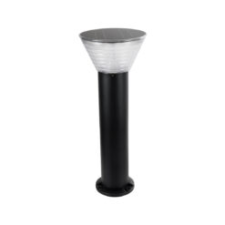 GLOBOSTAR® VEGGIE 90525 Φωτιστικό Κολωνάκι Κήπου LED 10W 500lm 120° με Ενσωματωμένο Φωτοβολταϊκό Panel 6V 2W & Επαναφορτιζόμενη Μπαταρία Li-ion 3.2V 1800mAh με Αισθητήρα Ημέρας-Νύχτας Αδιάβροχο IP65 Ψυχρό Λευκό 6000K - Sanan SMD Chip - Μαύρο- Μ23 x Π23 x Υ60cm - 2 Χρόνια Εγγύηση
