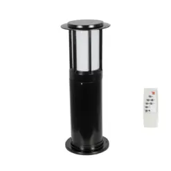 GLOBOSTAR® SOLARMIS 90536 Φωτιστικό Κολωνάκι Κήπου LED 10W 180lm 120° με Ενσωματωμένο Φωτοβολταϊκό Panel 6V 5W & Επαναφορτιζόμενη Μπαταρία Li-ion 3.2V 6000mAh με Αισθητήρα Ημέρας-Νύχτας Αδιάβροχο IP65 All in One CCT 6000K-4500K-2700K - Μαύρο - Μ22 x Π22 x Υ59cm - 2 Χρόνια Εγγύηση