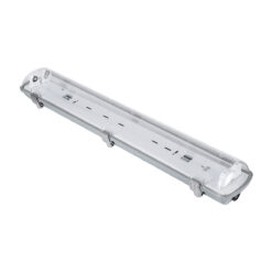 Alternative view of GLOBOSTAR® VIGAS 90611 Γραμμικό Βιομηχανικό Φωτιστικό Σκαφάκι Tri-Proof με Μεταλλικά Clips για 2 x Λάμπες T8 G13 60cm Τύπου Φθορίου LED Τροφοδοσίας Ενός Άκρου 120° AC 220-240V Αδιάβροχο IP65 - Γκρι με Διάφανο Κάλυμμα Πλαστικό PC - Μ66 x Π11.5 x Υ9cm