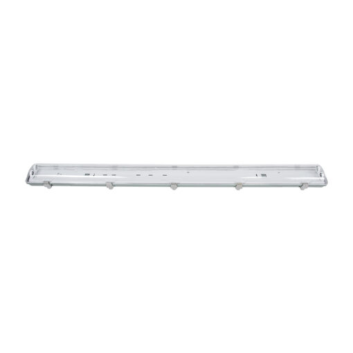 GLOBOSTAR® VIGAS 90613 Γραμμικό Βιομηχανικό Φωτιστικό Σκαφάκι Tri-Proof με Μεταλλικά Clips για 2 x Λάμπες T8 G13 120cm Τύπου Φθορίου LED Τροφοδοσίας Ενός Άκρου 120° AC 220-240V Αδιάβροχο IP65 – Γκρι με Διάφανο Κάλυμμα Πλαστικό PC – Μ126 x Π11.5 x Υ9cm