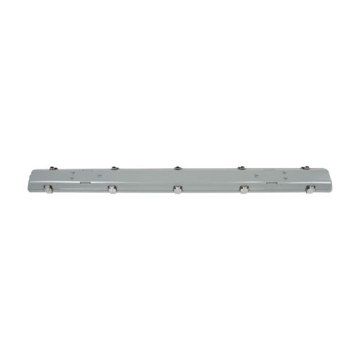 GLOBOSTAR® VIGAS 90613 Γραμμικό Βιομηχανικό Φωτιστικό Σκαφάκι Tri-Proof με Μεταλλικά Clips για 2 x Λάμπες T8 G13 120cm Τύπου Φθορίου LED Τροφοδοσίας Ενός Άκρου 120° AC 220-240V Αδιάβροχο IP65 – Γκρι με Διάφανο Κάλυμμα Πλαστικό PC – Μ126 x Π11.5 x Υ9cm