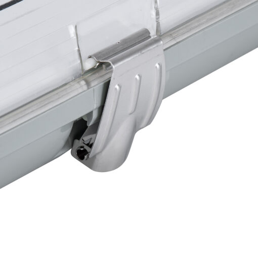 GLOBOSTAR® VIGAS 90615 Γραμμικό Βιομηχανικό Φωτιστικό Σκαφάκι Tri-Proof με Μεταλλικά Clips για 2 x Λάμπες T8 G13 150cm Τύπου Φθορίου LED Τροφοδοσίας Ενός Άκρου 120° AC 220-240V Αδιάβροχο IP65 – Γκρι με Διάφανο Κάλυμμα Πλαστικό PC – Μ156 x Π12 x Υ9cm