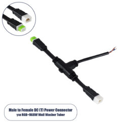 GLOBOSTAR® WWCONNECTOR 90711 5 Pin Σύνδεσμος Τροφοδοσίας I για Wall Washers & Προβολείς με Είσοδο 1 x Αρσενικό Βύσμα & Έξοδο 1 x Θηλυκό Βύσμα Αδιάβροχο IP65 - Μαύρο - Μ20 x Π11.5 x Υ1.5cm