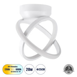 Alternative view of GLOBOSTAR® AMELIA 61053 Μοντέρνο Φωτιστικό Οροφής LED 20W 2400lm 300° AC 220-240V IP20 Ρυθμιζόμενο Λευκό CCT με On/Off 2700K/4500K/6000K - Lumileds SMD Chip - Λευκό Ματ - Μ24.5 x Π16 x Υ25cm - 3 Χρόνια Εγγύηση