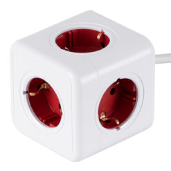 Alternative view of GloboStar® TRAVEL PowerCube PRO Certified 79645 Πολύπριζο 5 Θέσεων με 1.5m Kαλώδιο - 5 Πρίζες Ασφαλείας Childproof EU Schuko AC 220-240V Μ7.5 x Π11.5 x Υ7.5 - Λευκό με Κόκκινο - Max Load 3680W/16A