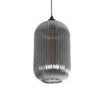 GLOBOSTAR® MELONI 206-0018 Μοντέρνο Κρεμαστό Φωτιστικό Οροφής με Ντουί 1 x E27 AC 220-240V IP20 – Μαύρο Φιμέ – Μ20 x Π20 x Υ38cm