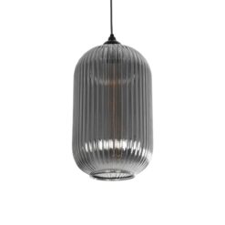 GLOBOSTAR® MELONI 206-0018 Μοντέρνο Κρεμαστό Φωτιστικό Οροφής με Ντουί 1 x E27 AC 220-240V IP20 – Μαύρο Φιμέ – Μ20 x Π20 x Υ38cm