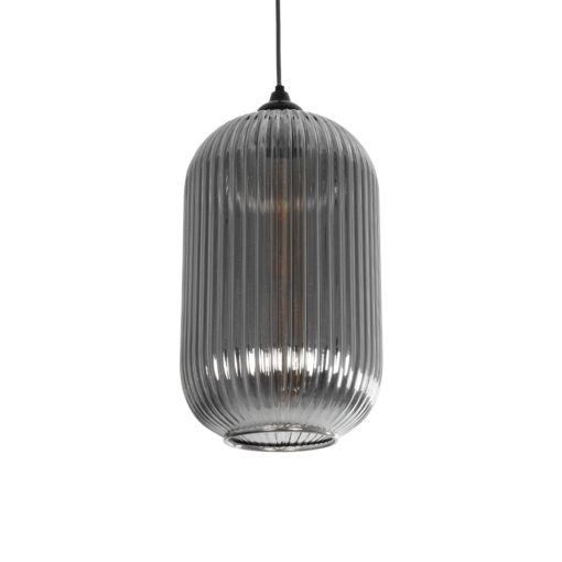 GLOBOSTAR® MELONI 206-0018 Μοντέρνο Κρεμαστό Φωτιστικό Οροφής με Ντουί 1 x E27 AC 220-240V IP20 – Μαύρο Φιμέ – Μ20 x Π20 x Υ38cm