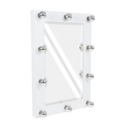 Alternative view of GloboStar® MAKEUP MIRROR-60x90-4 Μοντέρνος Καθρέπτης Μακιγιάζ με Πλαίσιο Φυσικού Ξύλου με Διακόπτη On/Off 10 x E27 AC220-240V - Μ60 x Π7 x Υ90cm - Λευκή Λάκα