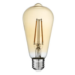 Alternative view of GLOBOSTAR® PEAR 99046 Λάμπα E27 ST64 LED 8W 720lm 360° AC 220-240V IP20 Ultra Θερμό Λευκό 2200K Dimmable - Long Filament Chip - Μελί - Μ6.4 x Π6.4 x Υ14cm - 3 Χρόνια Εγγύηση