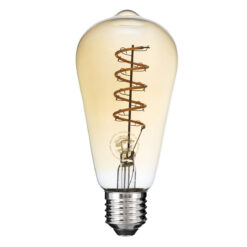 Alternative view of GLOBOSTAR® PEAR 99144 Λάμπα E27 ST64 LED 4W 280lm 360° AC 220-240V IP20 Ultra Θερμό Λευκό 2200K Dimmable - Soft S Spiral Filament Chip - Μελί - Μ6.4 x Π6.4 x Υ14cm - 3 Χρόνια Εγγύηση