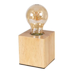 Alternative view of GLOBOSTAR® WOODBOX 99405 Μοντέρνο Επιτραπέζιο Φωτιστικό Πορτατίφ με Ντουί 1 x E27 AC 220-240V IP20 - Μπεζ - Μ7.6 x Π7.6 x Υ8.2cm
