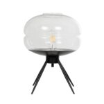 GLOBOSTAR® JAVAN 999-0036 Μοντέρνο Επιτραπέζιο Φωτιστικό Πορτατίφ με Ντουί 1 x E27 AC 220-240V IP20 – Διάφανο & Μαύρο – Μ30 x Π30 x Υ40cm