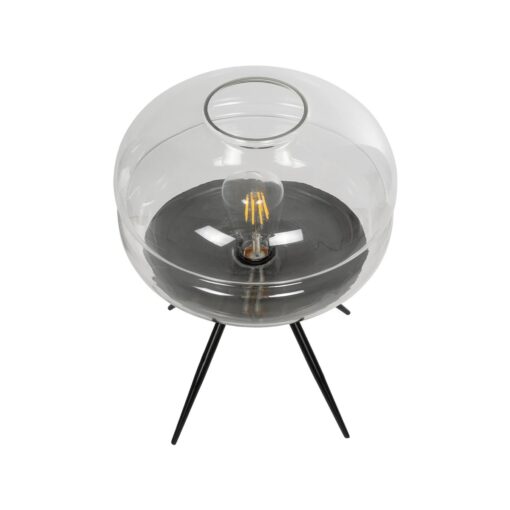 GLOBOSTAR® JAVAN 999-0036 Μοντέρνο Επιτραπέζιο Φωτιστικό Πορτατίφ με Ντουί 1 x E27 AC 220-240V IP20 – Διάφανο & Μαύρο – Μ30 x Π30 x Υ40cm
