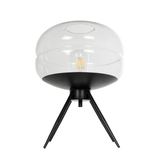 GLOBOSTAR® JAVAN 999-0036 Μοντέρνο Επιτραπέζιο Φωτιστικό Πορτατίφ με Ντουί 1 x E27 AC 220-240V IP20 – Διάφανο & Μαύρο – Μ30 x Π30 x Υ40cm