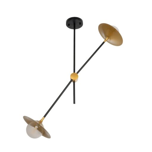 GLOBOSTAR® JOLIET 999-0043 Μοντέρνο Φωτιστικό Οροφής με Ντουί 2 x G9 AC 220-240V IP20 – Μαύρο & Χρυσό – Μ93 x Π20 x Υ106cm