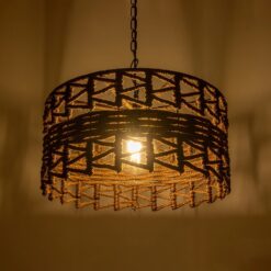 GLOBOSTAR® VERA 999-0069 Boho Κρεμαστό Φωτιστικό Οροφής με Ντουί 1 x E27 AC 220-240V IP20 – Καφέ – Μ50 x Π50 x Υ25cm