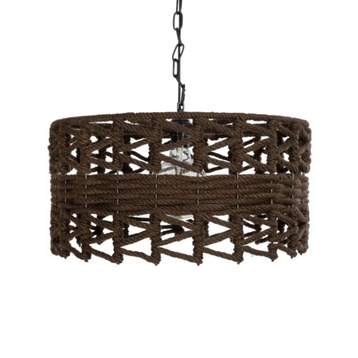GLOBOSTAR® VERA 999-0069 Boho Κρεμαστό Φωτιστικό Οροφής με Ντουί 1 x E27 AC 220-240V IP20 – Καφέ – Μ50 x Π50 x Υ25cm