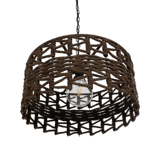 GLOBOSTAR® VERA 999-0069 Boho Κρεμαστό Φωτιστικό Οροφής με Ντουί 1 x E27 AC 220-240V IP20 – Καφέ – Μ50 x Π50 x Υ25cm