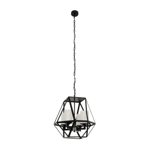 GLOBOSTAR® DASTAR 999-0091 Vintage Κρεμαστό Φωτιστικό Οροφής με Ντουί 4 x E27 AC 220-240V IP20 – Μαύρο & Λευκό – Μ42 x Π42 x Υ43cm