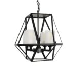 GLOBOSTAR® DASTAR 999-0091 Vintage Κρεμαστό Φωτιστικό Οροφής με Ντουί 4 x E27 AC 220-240V IP20 – Μαύρο & Λευκό – Μ42 x Π42 x Υ43cm