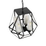 GLOBOSTAR® DASTAR 999-0091 Vintage Κρεμαστό Φωτιστικό Οροφής με Ντουί 4 x E27 AC 220-240V IP20 – Μαύρο & Λευκό – Μ42 x Π42 x Υ43cm