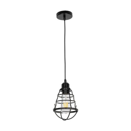 GLOBOSTAR® ALDO 999-0096 Vintage Κρεμαστό Φωτιστικό Οροφής με Ντουί 1 x E27 AC 220-240V IP20 – Μαύρο – Μ15 x Π15 x Υ24cm