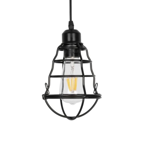 GLOBOSTAR® ALDO 999-0096 Vintage Κρεμαστό Φωτιστικό Οροφής με Ντουί 1 x E27 AC 220-240V IP20 – Μαύρο – Μ15 x Π15 x Υ24cm