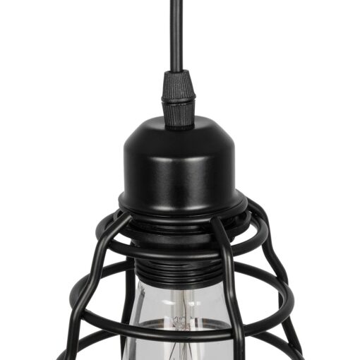 GLOBOSTAR® ALDO 999-0096 Vintage Κρεμαστό Φωτιστικό Οροφής με Ντουί 1 x E27 AC 220-240V IP20 – Μαύρο – Μ15 x Π15 x Υ24cm