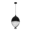 GLOBOSTAR® SOBRINO 999-0111 Vintage Κρεμαστό Φωτιστικό Οροφής με Ντουί 1 x E27 AC 220-240V IP20 – Μαύρο – Μ28 x Π28 x Υ47cm