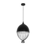 GLOBOSTAR® SOBRINO 999-0111 Vintage Κρεμαστό Φωτιστικό Οροφής με Ντουί 1 x E27 AC 220-240V IP20 – Μαύρο – Μ28 x Π28 x Υ47cm
