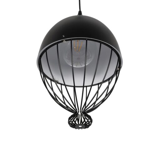 GLOBOSTAR® SOBRINO 999-0111 Vintage Κρεμαστό Φωτιστικό Οροφής με Ντουί 1 x E27 AC 220-240V IP20 – Μαύρο – Μ28 x Π28 x Υ47cm